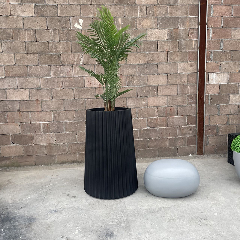 Simple Magnesium Cement Planter Garden Flat Mouth Round Family Hotel Lobby Planter Floor Large Green Plant Planter