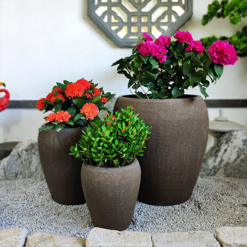 Pull Hair Purple Sand Ceramic Coarse Terracotta Outdoor Gardening Flowerpot Planter Container