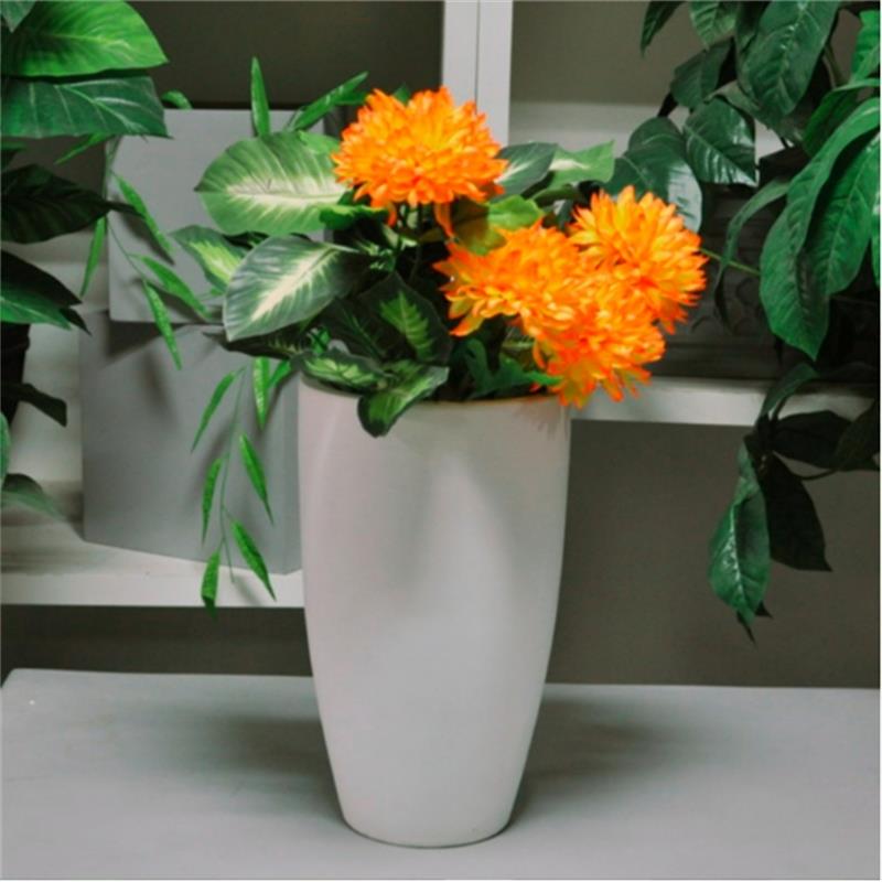 Fiberglass Cement Flower Pot Cylindrical Shopping Mall Multi-sizes Outdoor Flower Pot Indoor Magnesium Flowerpots