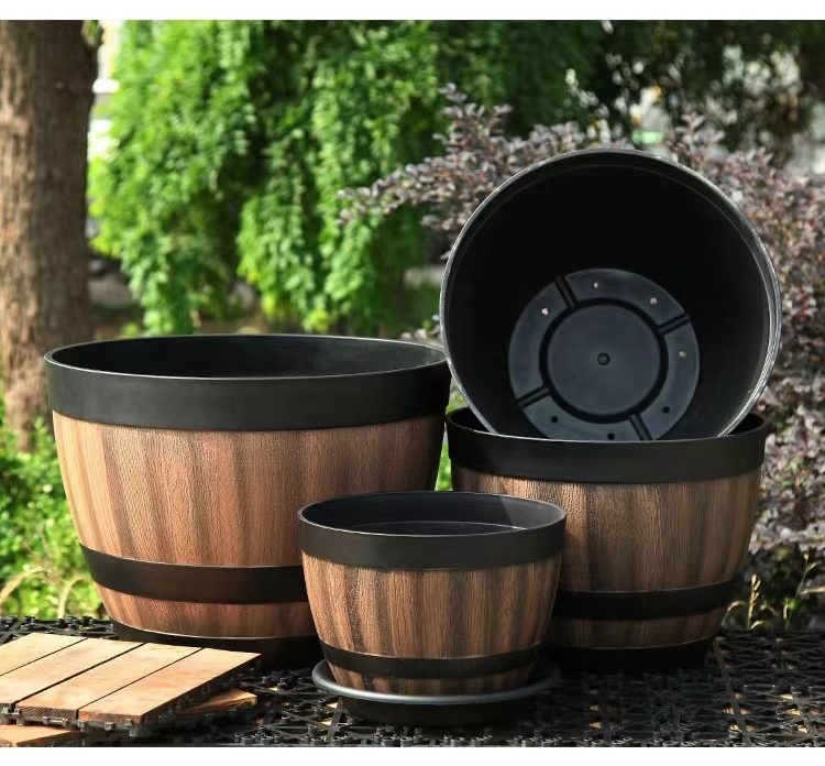 Plastic Decoration Flower Pots Imitation Wine Barrel Design (21)_看图王(1)