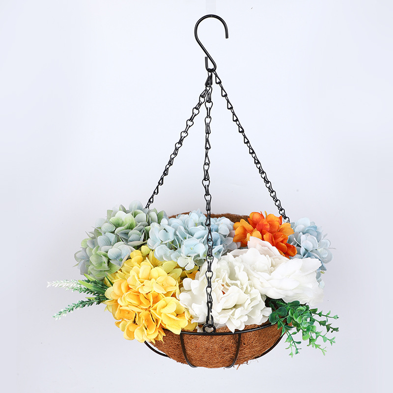 Balcony Coconut Decorative Hanging Basket Hanging Iron Flower Pot Room Garden Hanging Wall Metal Flower Basket