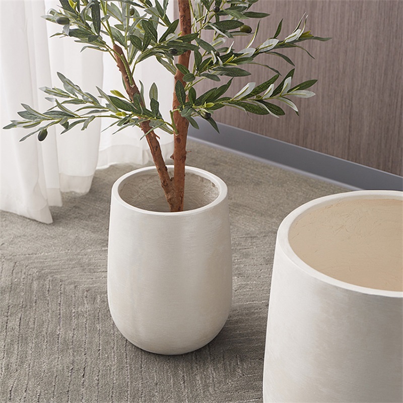 Simple And Creative Extra-large Magnesium Clay Flower Pot Straight Cylinder Large Diameter Simulation Green Plant Home Office Hotel Floor Decoration