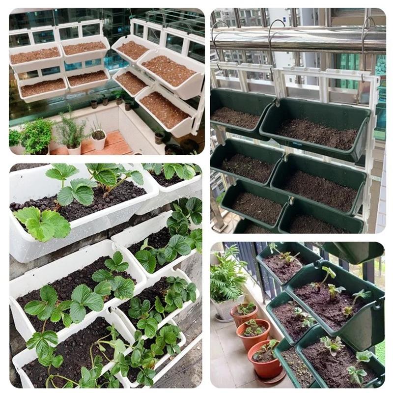 Wall Balcony Railing Vegetable Strawberry Flower Pot Green Plant Planter 