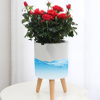 Smart Creative Lazy Flowerpot Wood Feet Nordic Wind Ins Water Shortage Intelligent Alarm Flower Pot