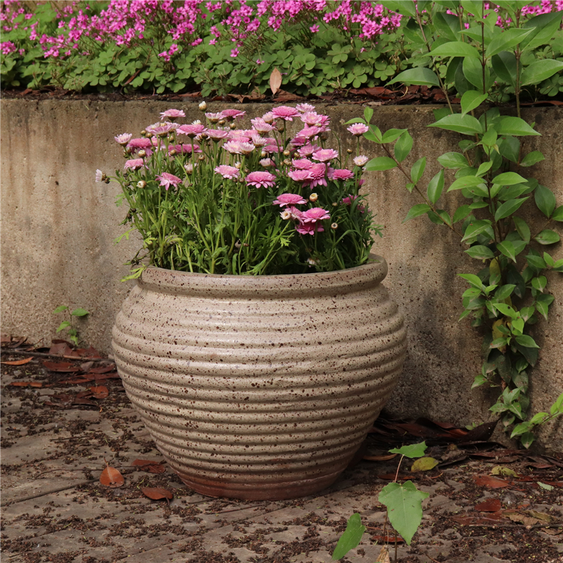 Vintage Purple Clay Ceramic Garden Water Tank Large Household Flower Pot Outdoor Large Diameter Coarse Pottery Flower Pot