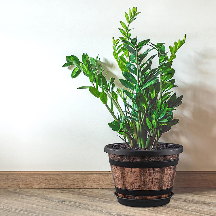 Retro Wine Barrel Plastic Flower Pots