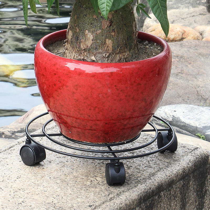 Iron Flowerpot Movable Stand Tray