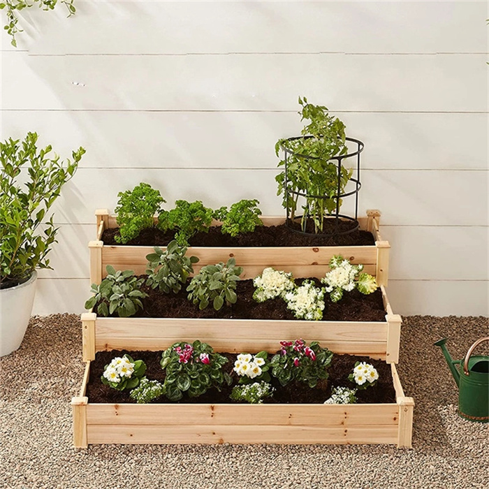 Elevate Your Garden 3-Tier Wooden Raised Garden Beds for the Outdoors