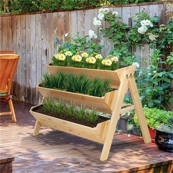 Enhance Your Outdoor Space with 3 Tiers Wooden Raised Garden Beds