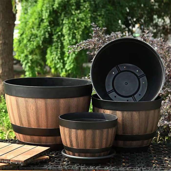 Plastic-Decoration-Flower-Pots-Imitation-Wine-Barrel-Design (1)